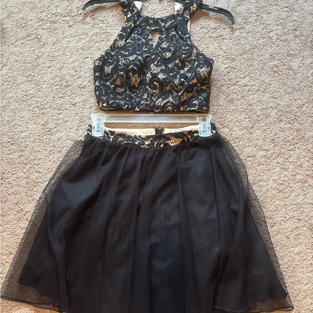 Speechless Black and Gold Lace Dress